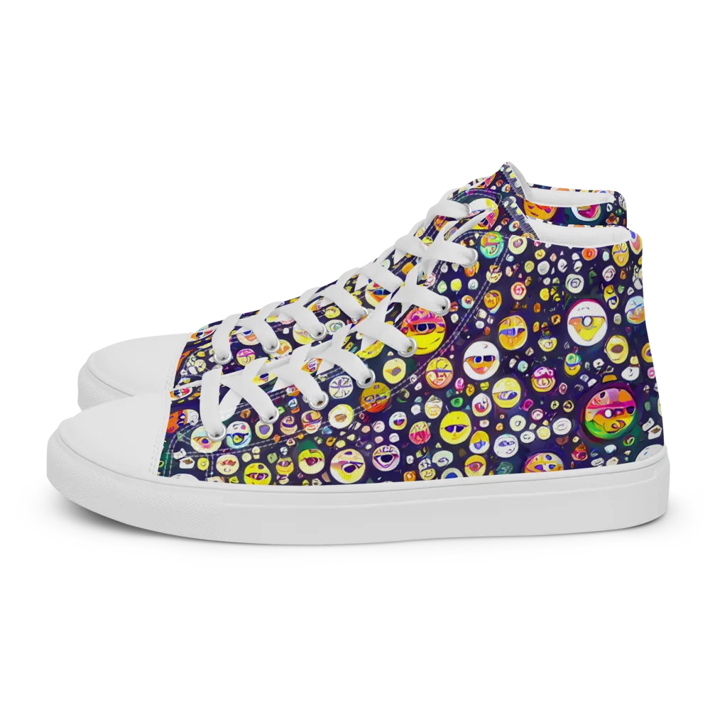 Whimsical Eyescape on Women's High Top Canvas Shoes — Left