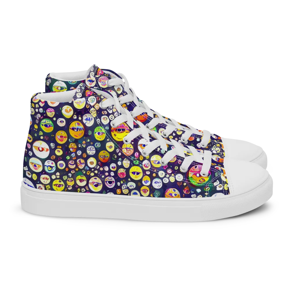 Whimsical Eyescape on Women's High Top Canvas Shoes — Right