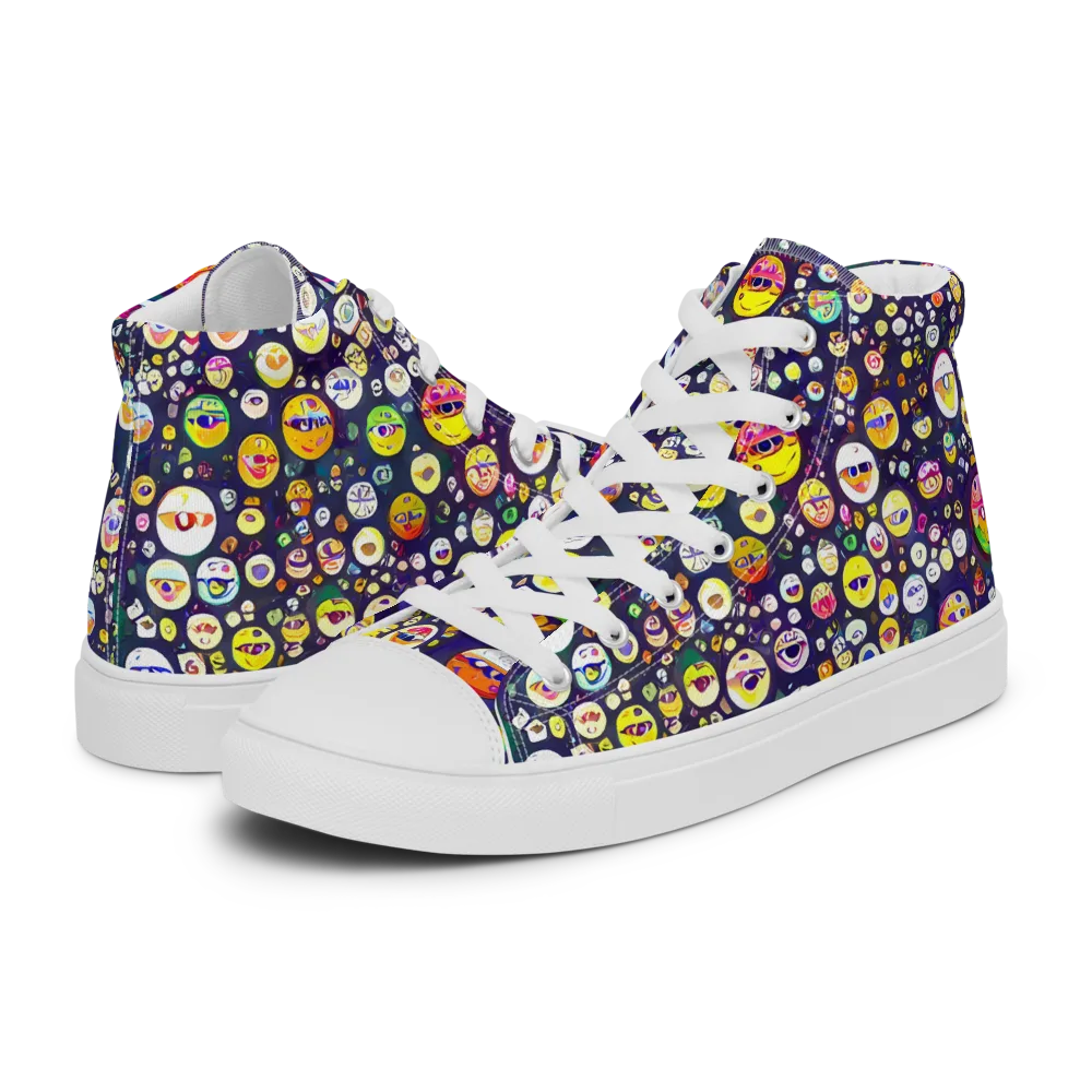 Whimsical Eyescape on Women's High Top Canvas Shoes — Left