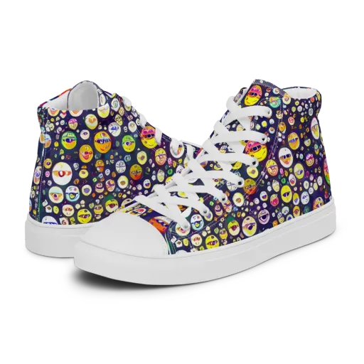 Whimsical Eyescape on a Women's High Top Canvas Shoes