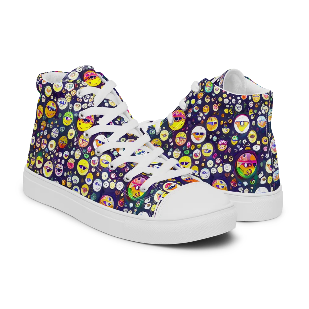 Whimsical Eyescape on Women's High Top Canvas Shoes — Right