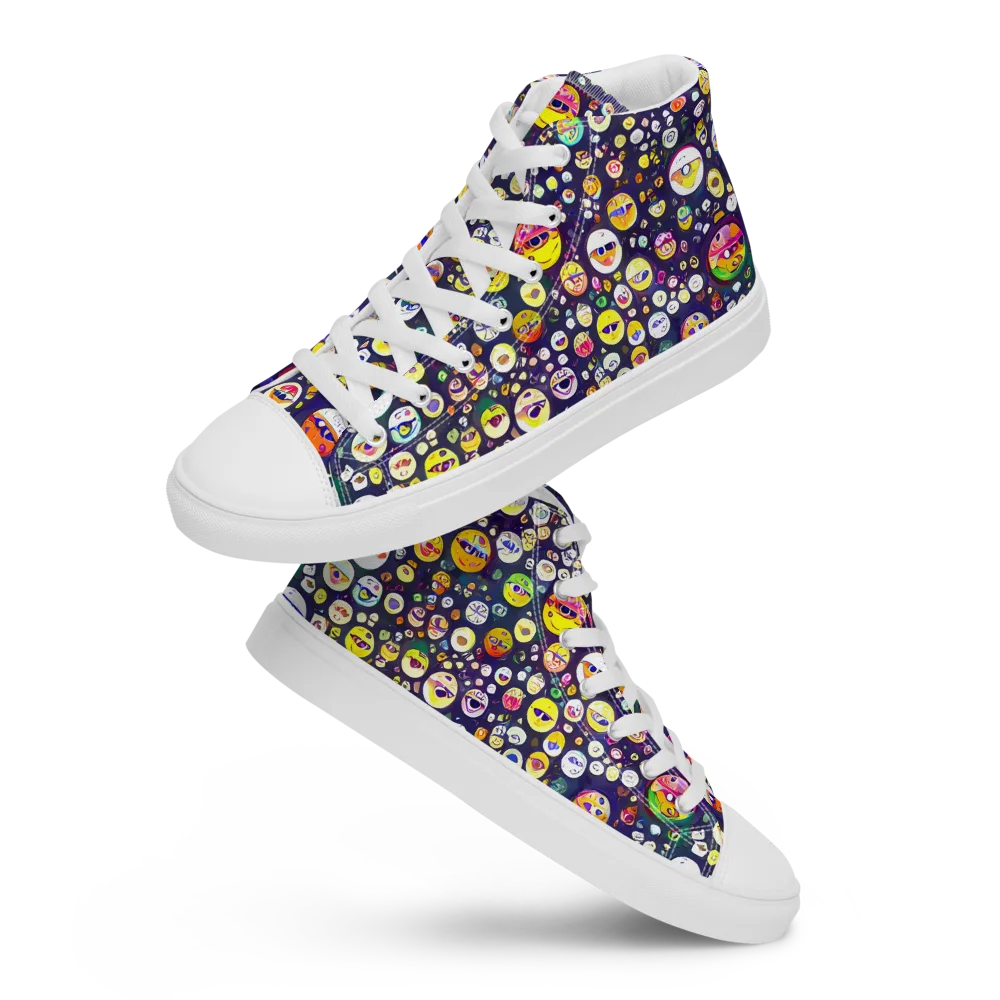 Whimsical Eyescape on Women's High Top Canvas Shoes — Front