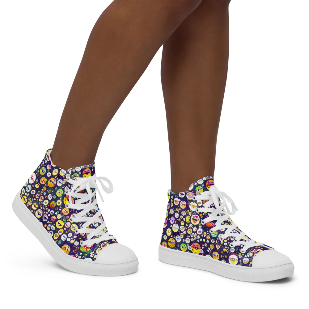 Whimsical Eyescape on Women's High Top Canvas Shoes — Right