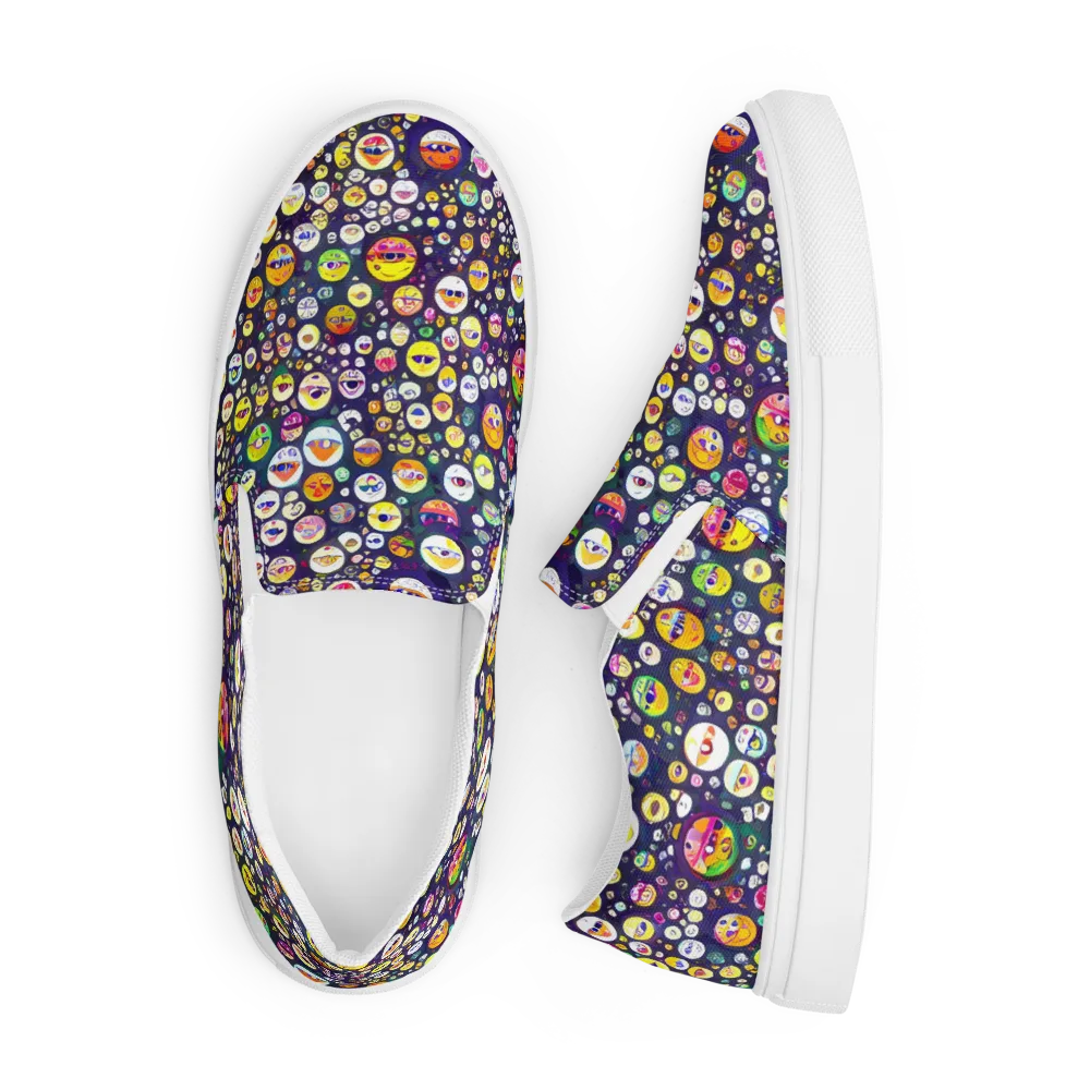 Whimsical Eyescape on Men's Slip-On Canvas Shoes — Front