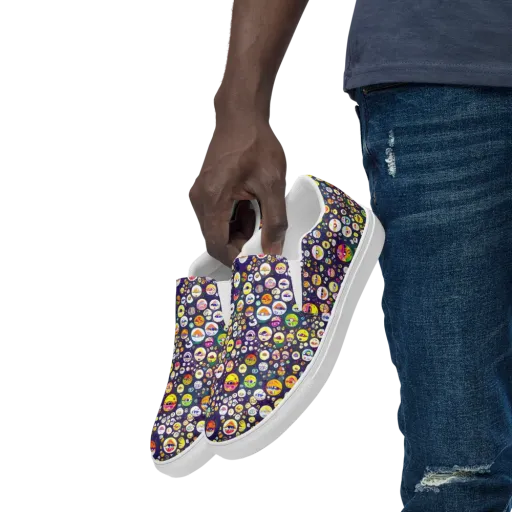 Whimsical Eyescape on a Men's Slip-On Canvas Shoes
