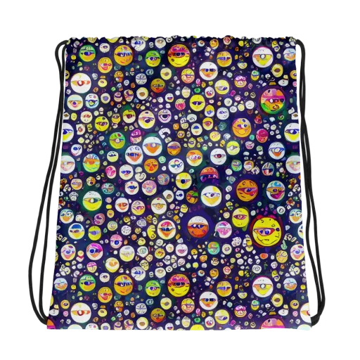 Whimsical Eyescape on a Drawstring Bag