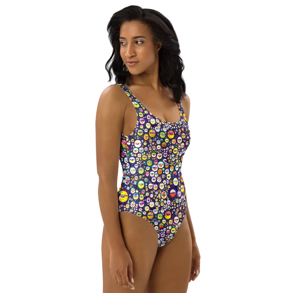 Whimsical Eyescape on One-Piece Swimsuit — Right