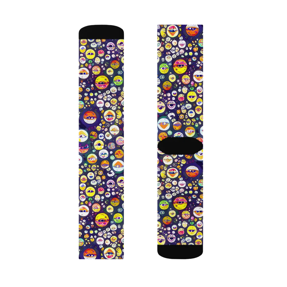 Whimsical Eyescape on Socks — Left Sock