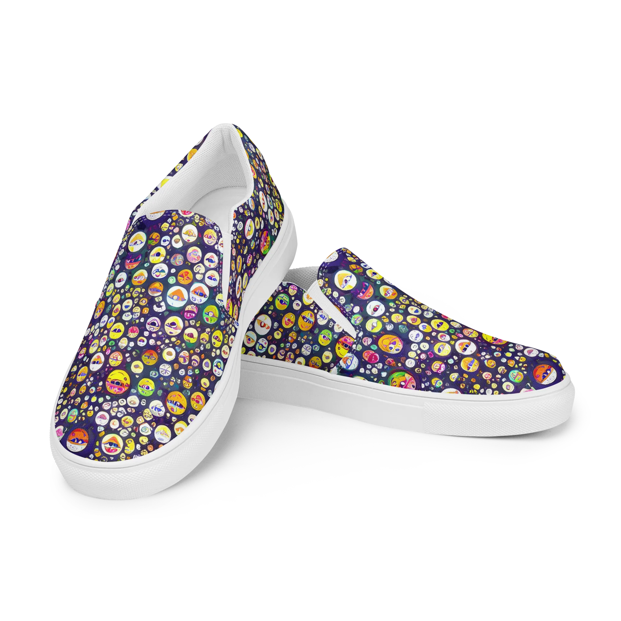 Whimsical Eyescape on Women's Slip-On Canvas Shoes — Left Front