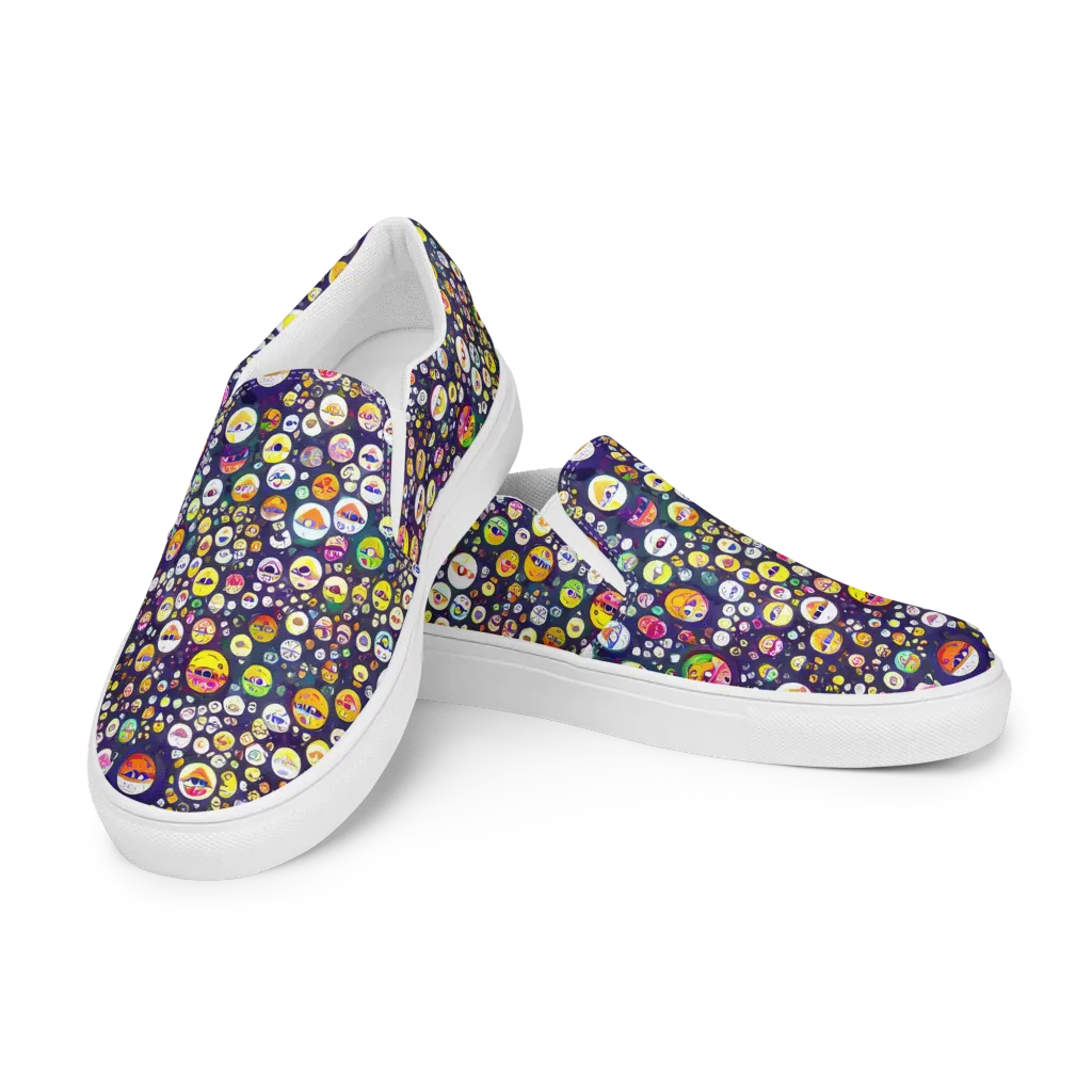 Whimsical Eyescape on Women's Slip-On Canvas Shoes — Left Front