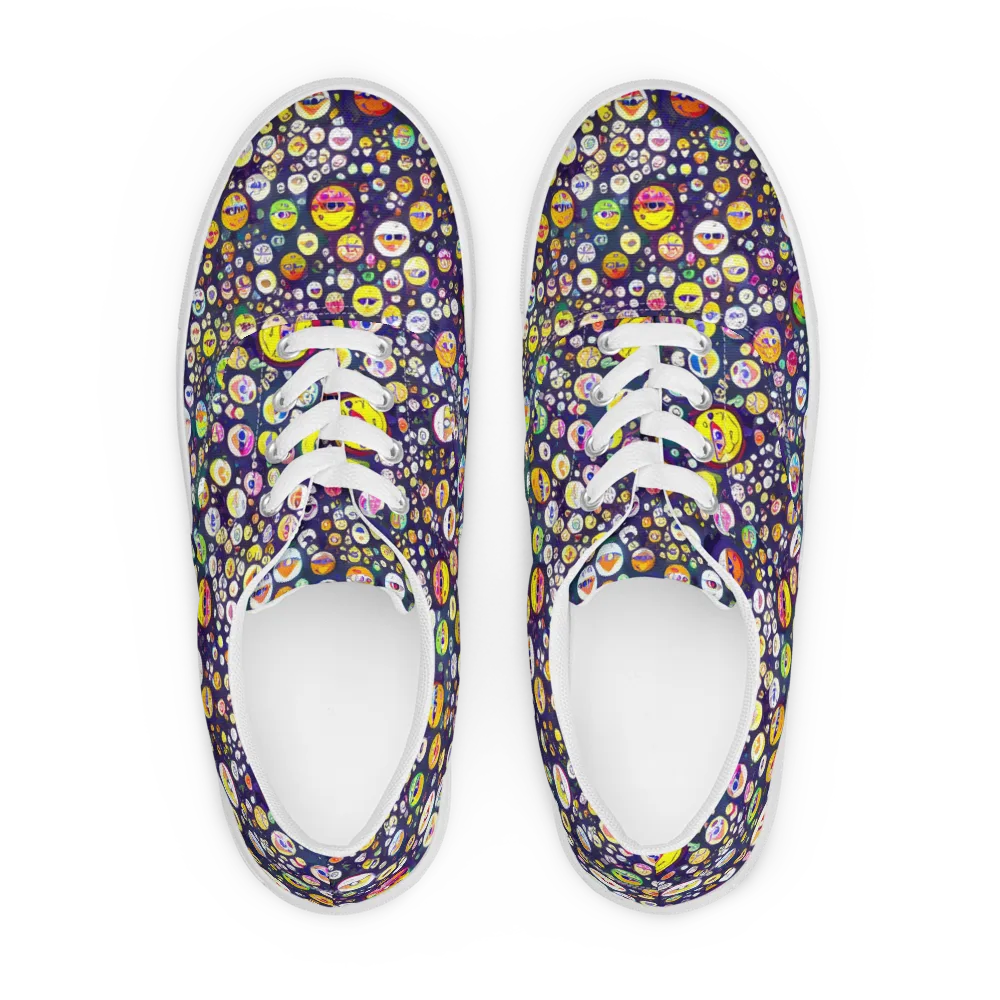Whimsical Eyescape on Men's Lace-Up Canvas Shoes — Front