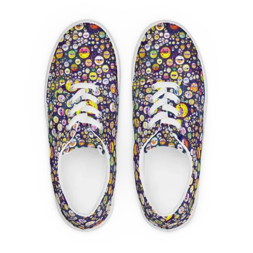 Whimsical Eyescape on a Men's Lace-Up Canvas Shoes