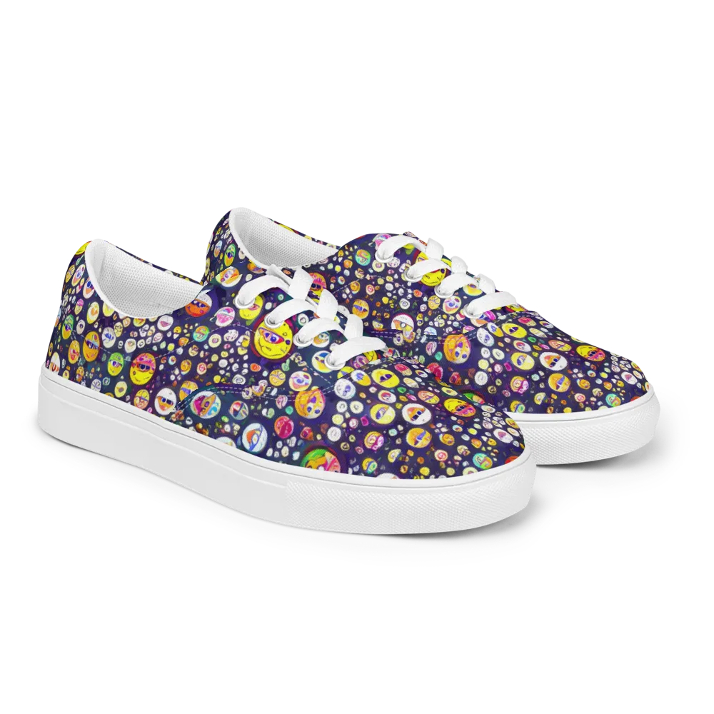 Whimsical Eyescape on Men's Lace-Up Canvas Shoes — Right Front