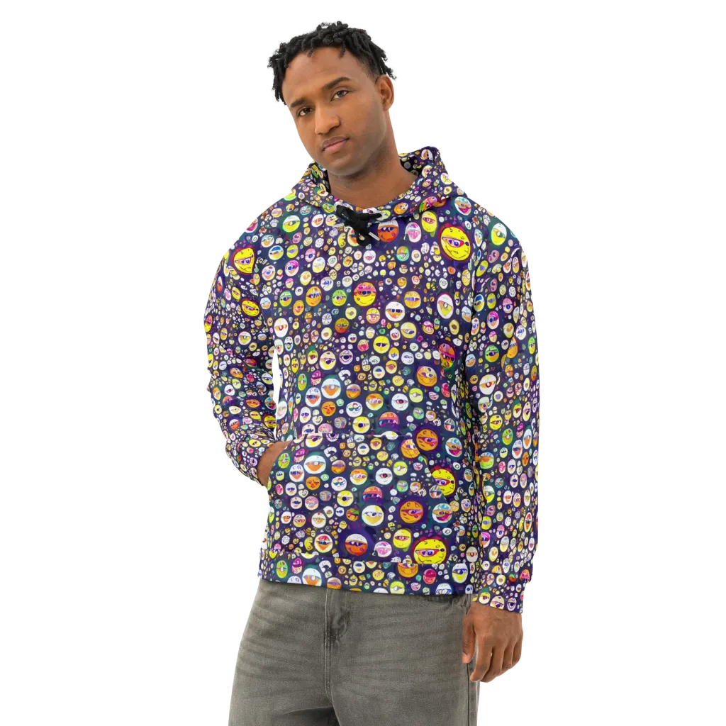 Whimsical Eyescape on Cotton Hoodie — Left Front