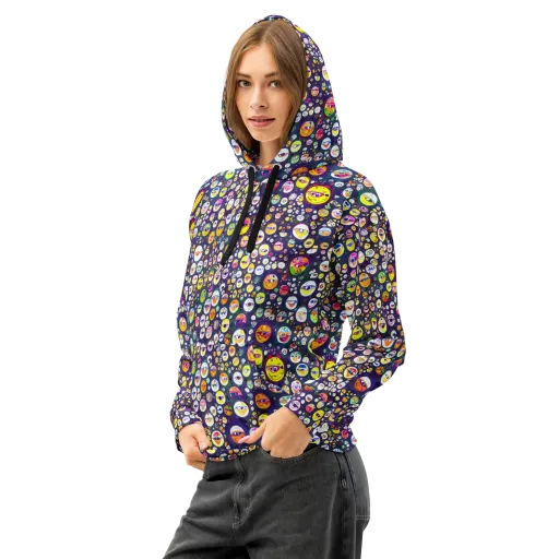 Whimsical Eyescape on a Cotton Hoodie
