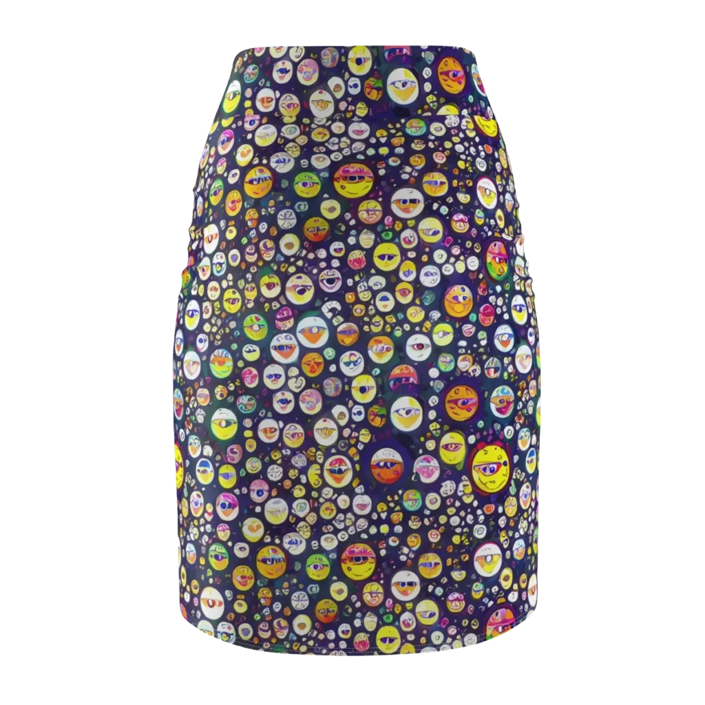 Whimsical Eyescape on Pencil Skirt — Back