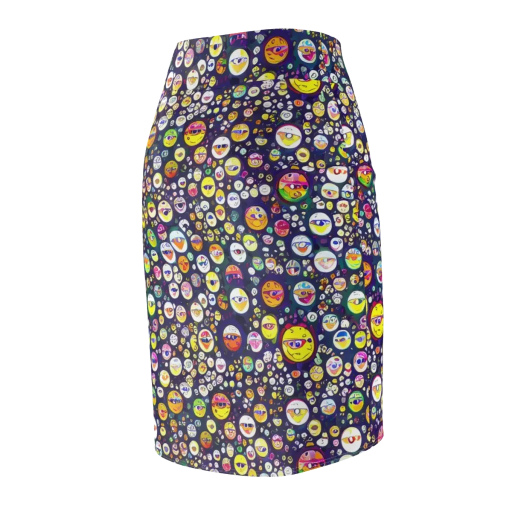 Whimsical Eyescape on Pencil Skirt — Back Side