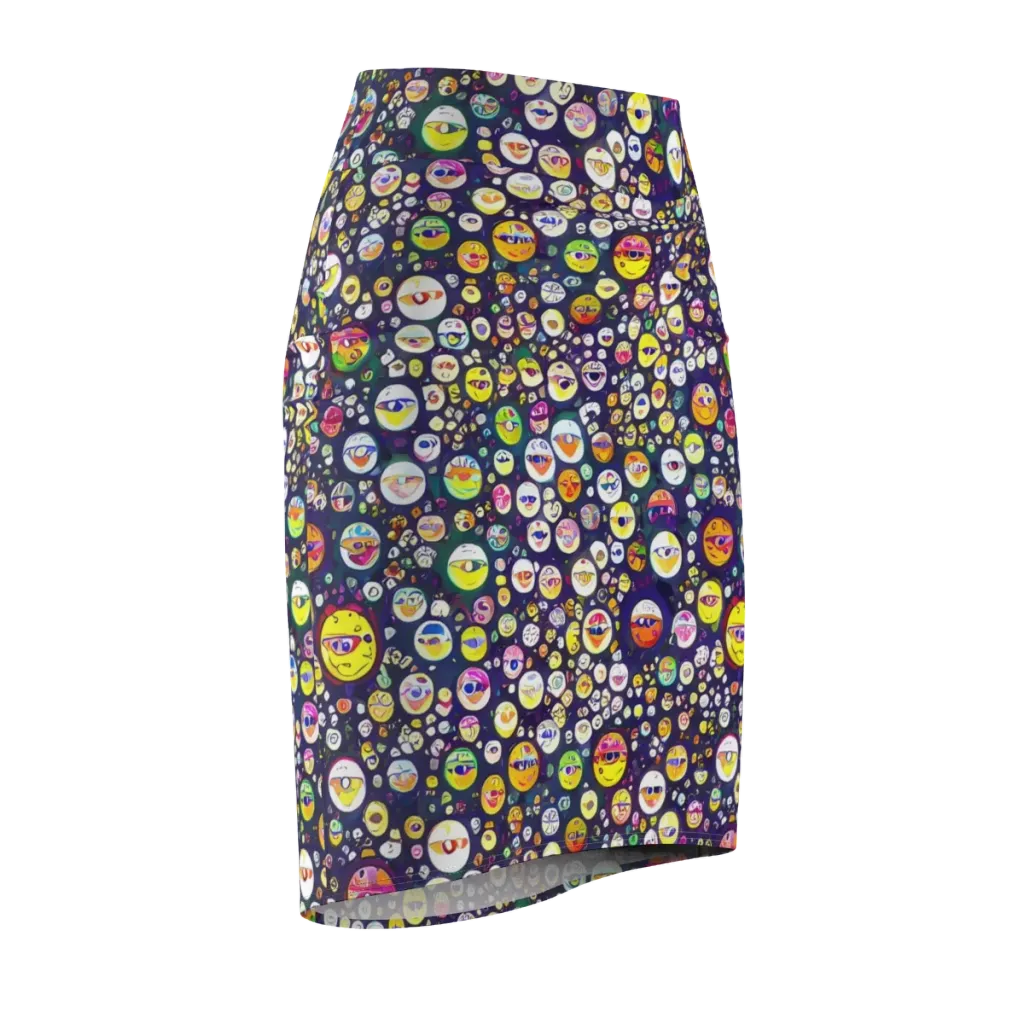 Whimsical Eyescape on Pencil Skirt — Front Side