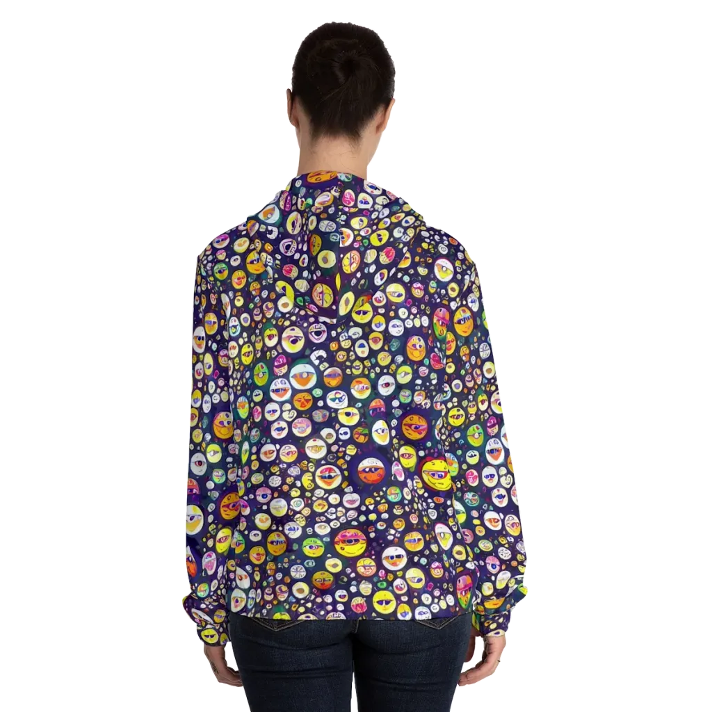 Whimsical Eyescape on Women's Full-Zip Hoodie — Back On Person