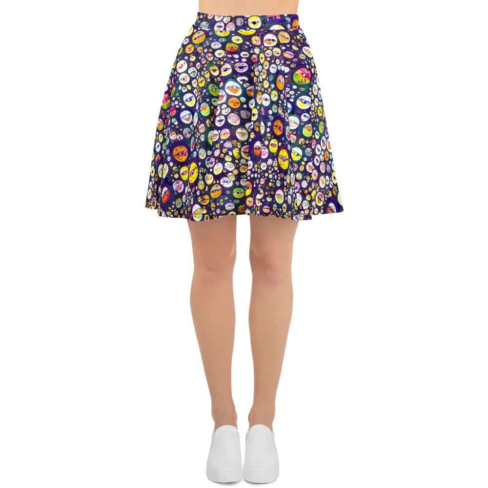 Whimsical Eyescape on Skater Skirt — Front