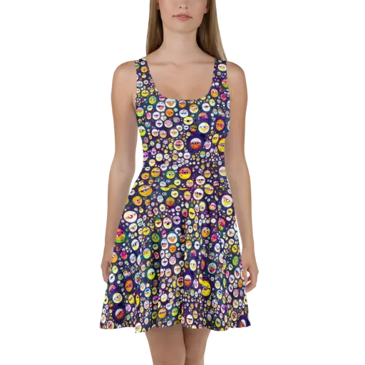 Whimsical Eyescape on a Skater Dress