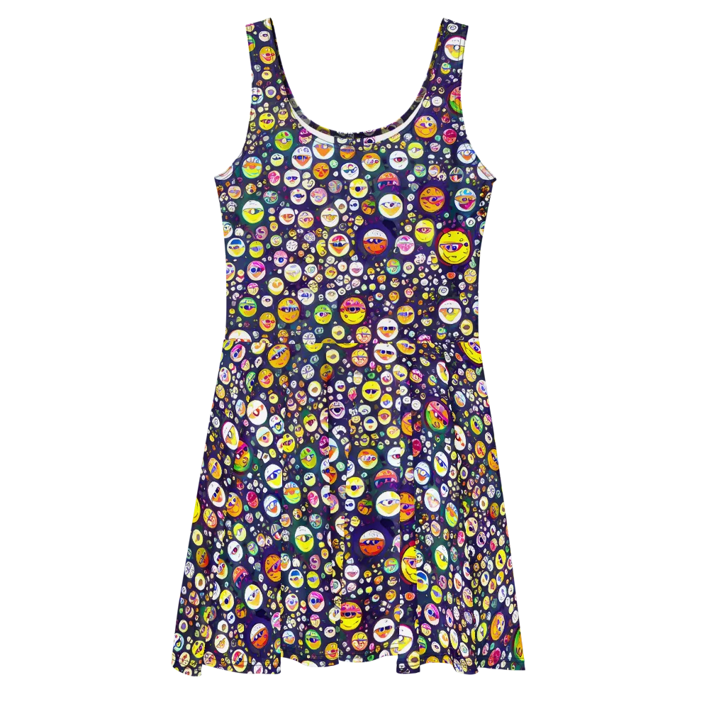 Whimsical Eyescape on Skater Dress — Front