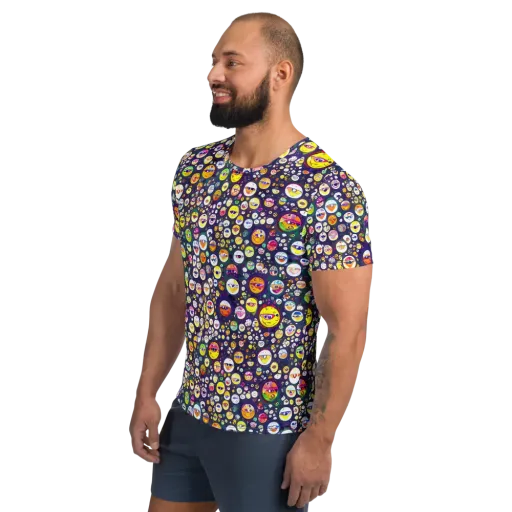 Whimsical Eyescape on a Men's Athletic T-Shirt
