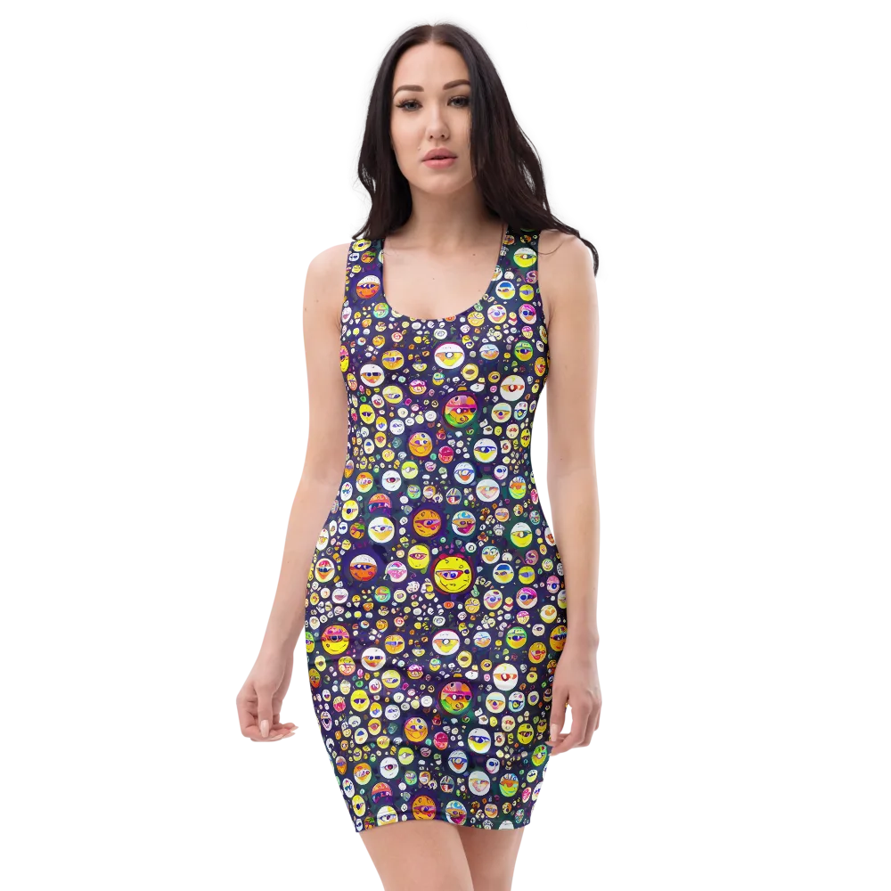 Whimsical Eyescape on Bodycon Dress — Front