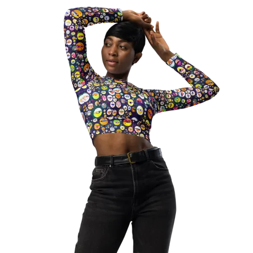 Whimsical Eyescape on a Long Sleeve Crop Top
