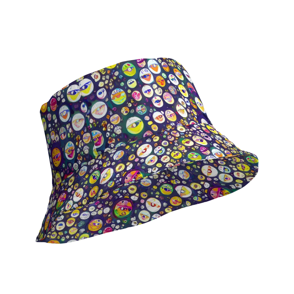 Whimsical Eyescape on Reversible Bucket Hat — Product details Outside