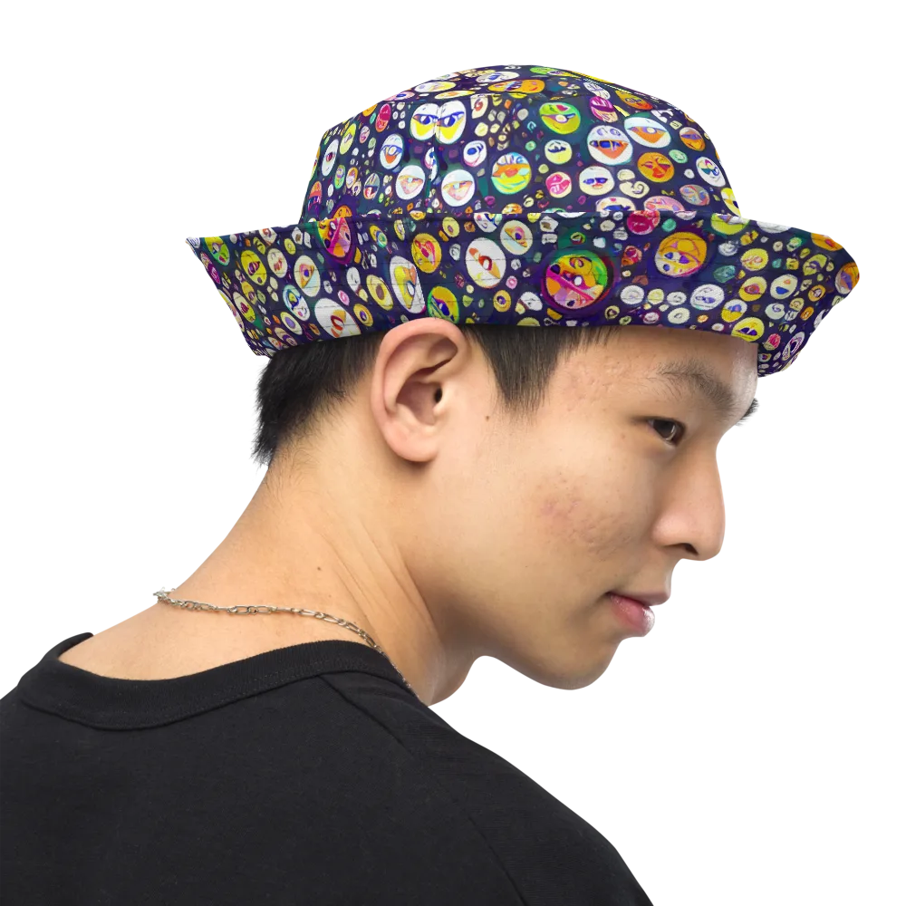 Whimsical Eyescape on Reversible Bucket Hat — Right Outside