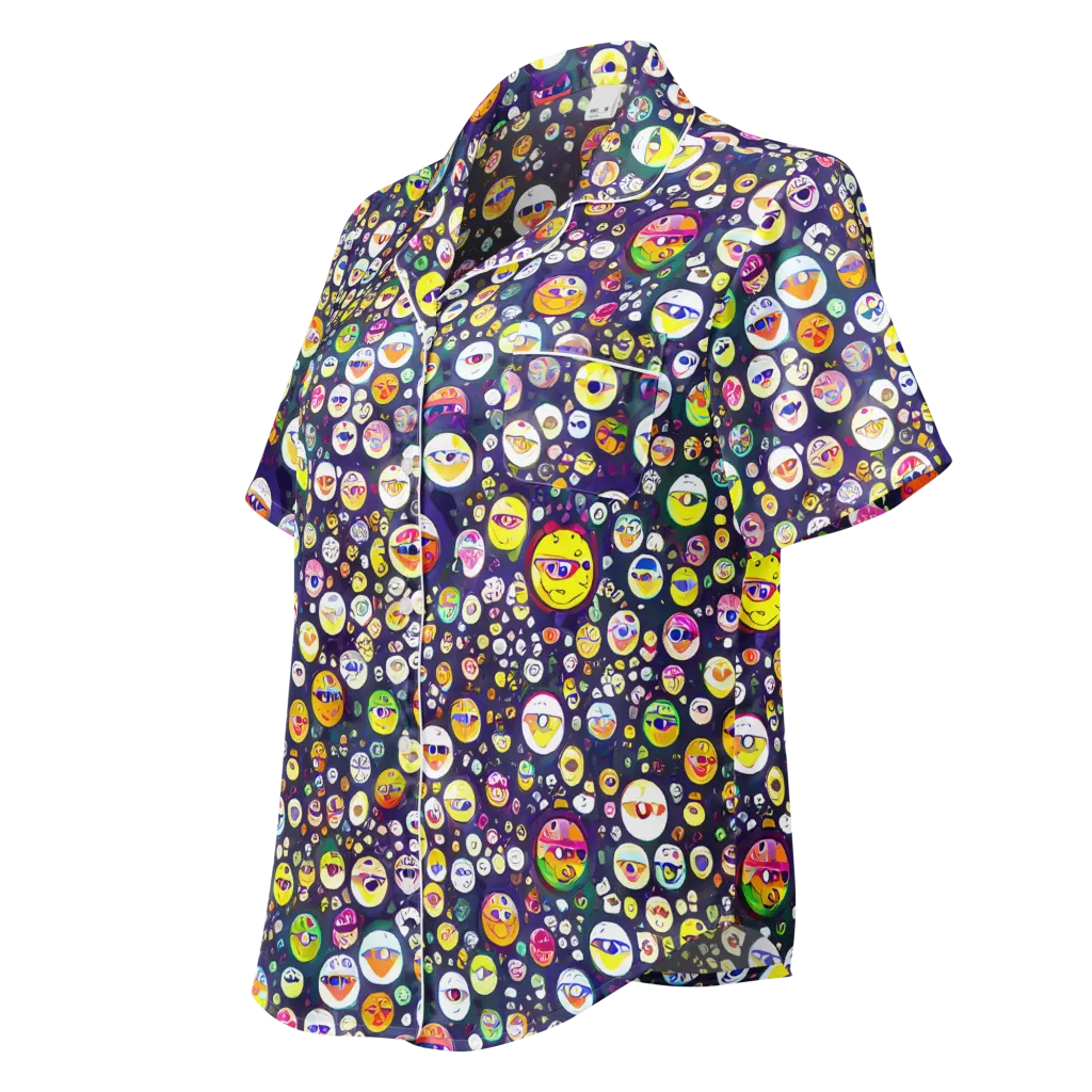 Whimsical Eyescape on Women's Short Sleeve Pajama Top — Left Front