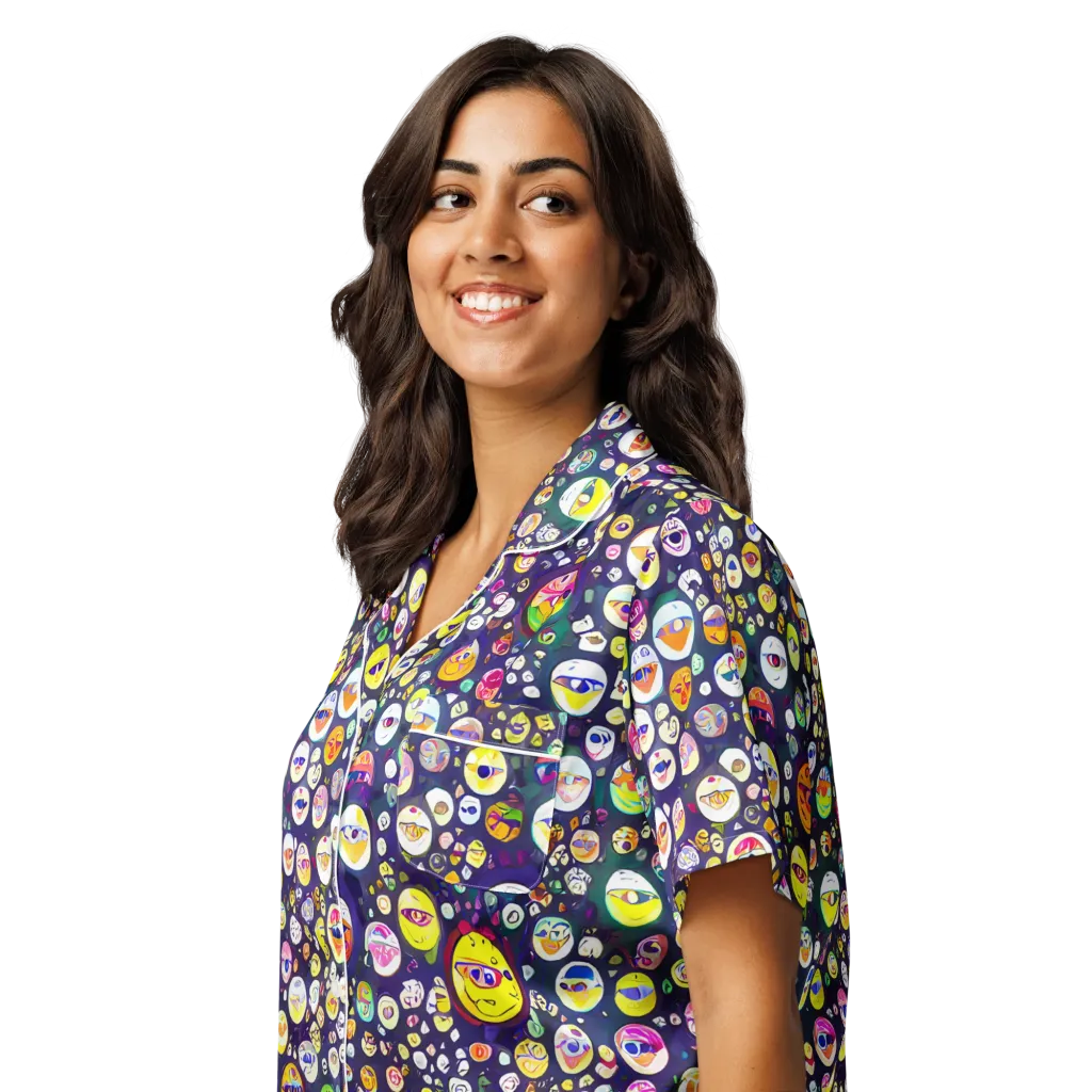 Whimsical Eyescape on Women's Short Sleeve Pajama Top — Left Front