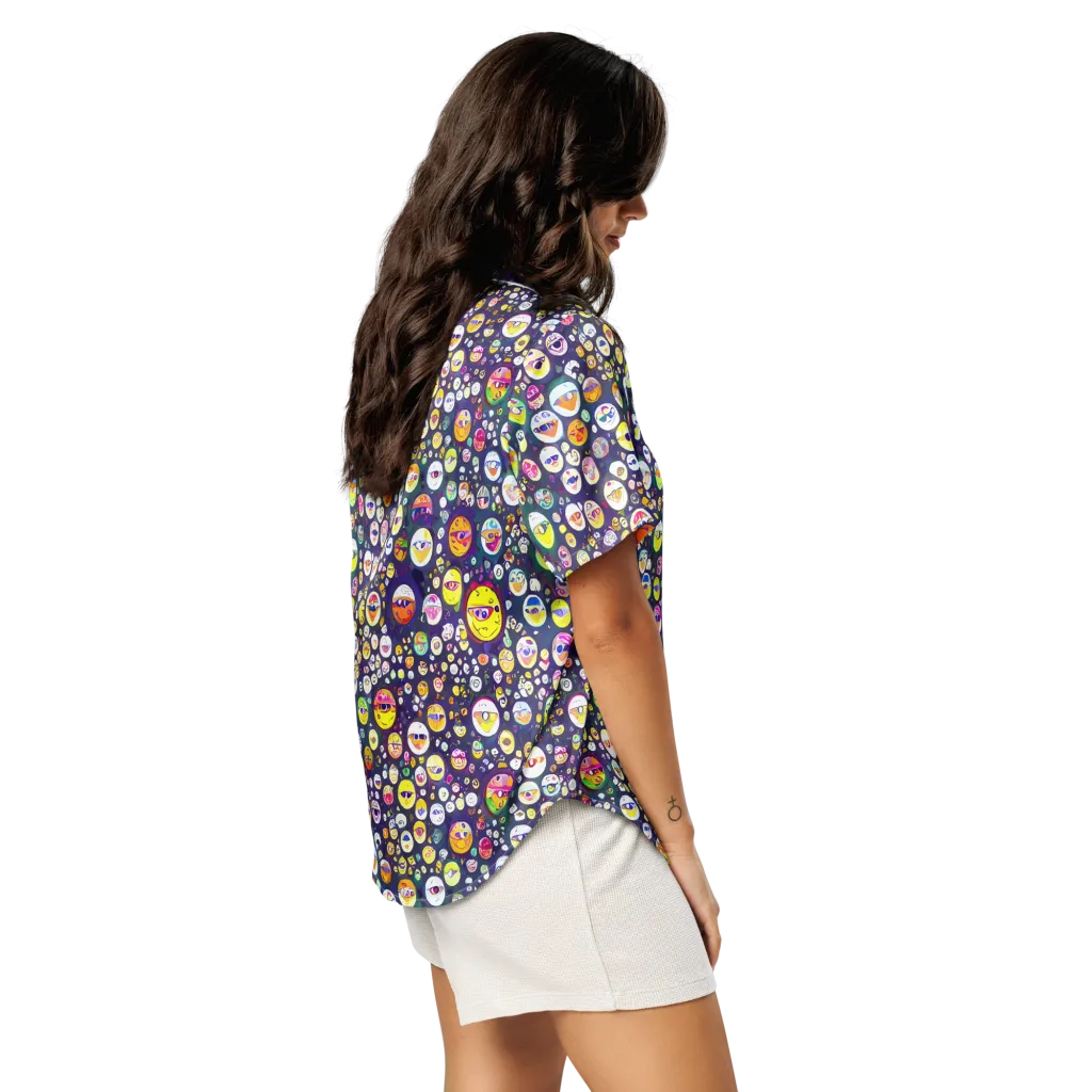 Whimsical Eyescape on Women's Short Sleeve Pajama Top — Right Back
