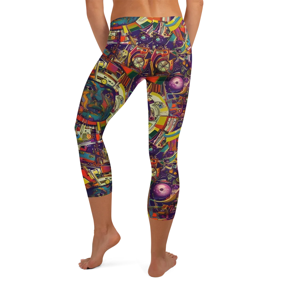 Cosmic Collage on Capri Leggings — Back
