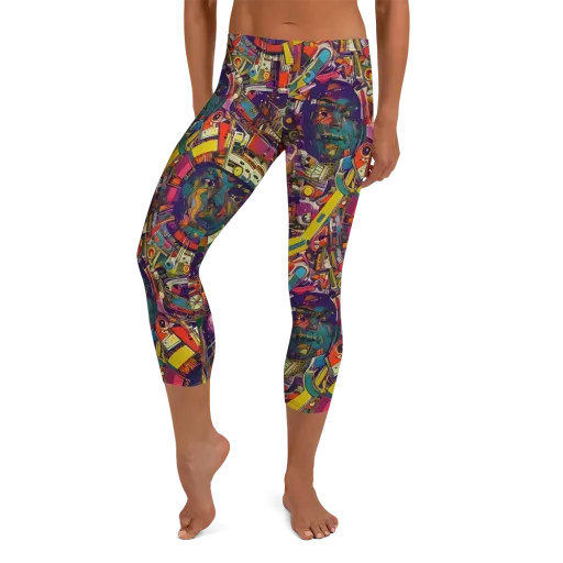 Cosmic Collage on a Capri Leggings