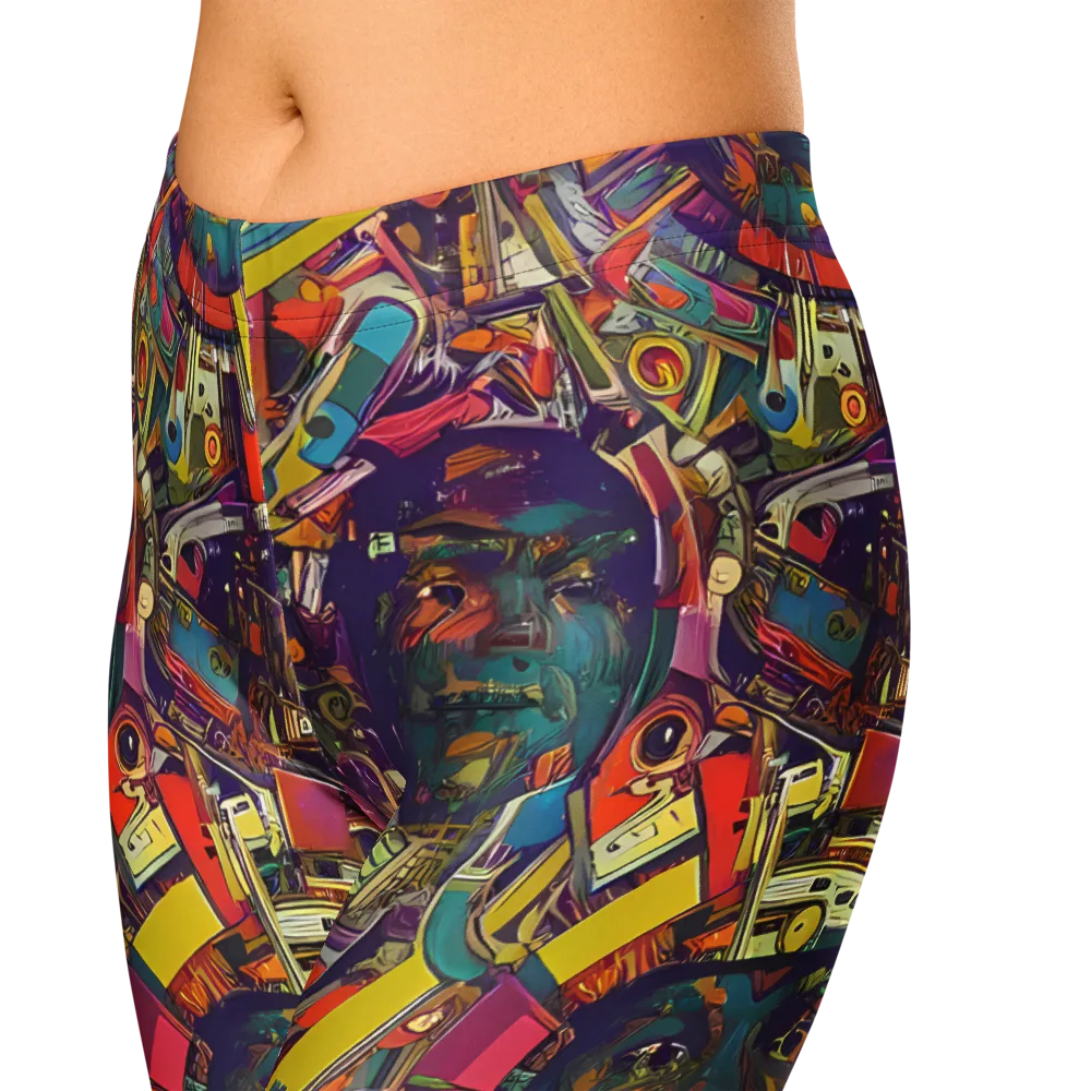 Cosmic Collage on Capri Leggings — Zoomed-in