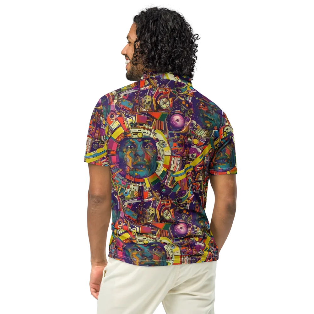 Cosmic Collage on Men's Slim Fit Polo Shirt — Back
