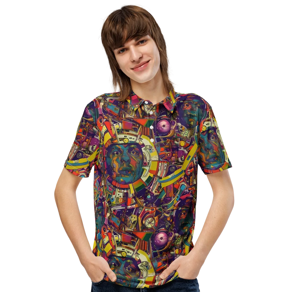 Cosmic Collage on Men's Slim Fit Polo Shirt — Front