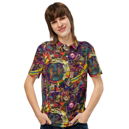 Cosmic Collage on a Men's Slim Fit Polo Shirt