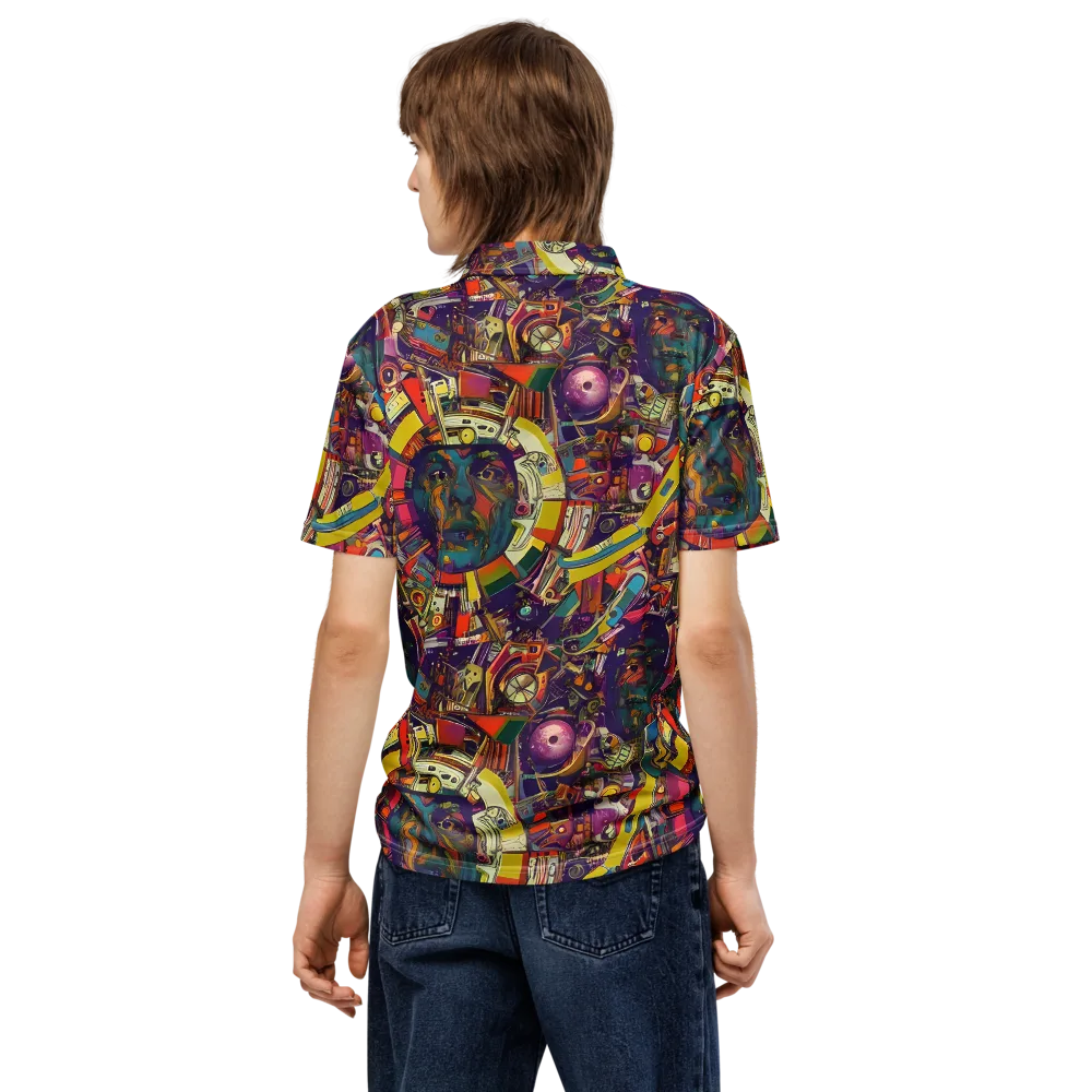 Cosmic Collage on Men's Slim Fit Polo Shirt — Back