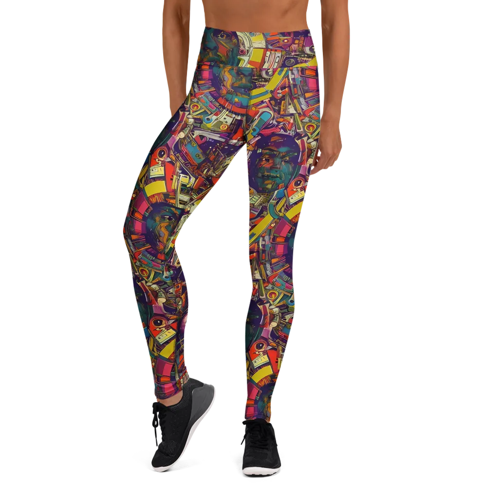 Cosmic Collage on Yoga Leggings — Front