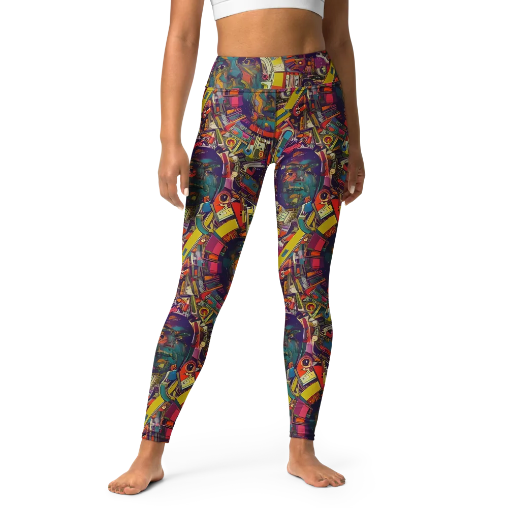 Cosmic Collage on Yoga Leggings — Front
