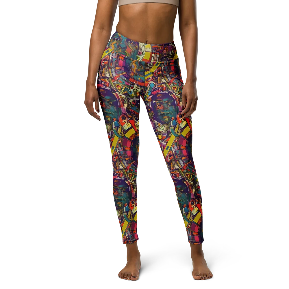 Cosmic Collage on Yoga Leggings — Front