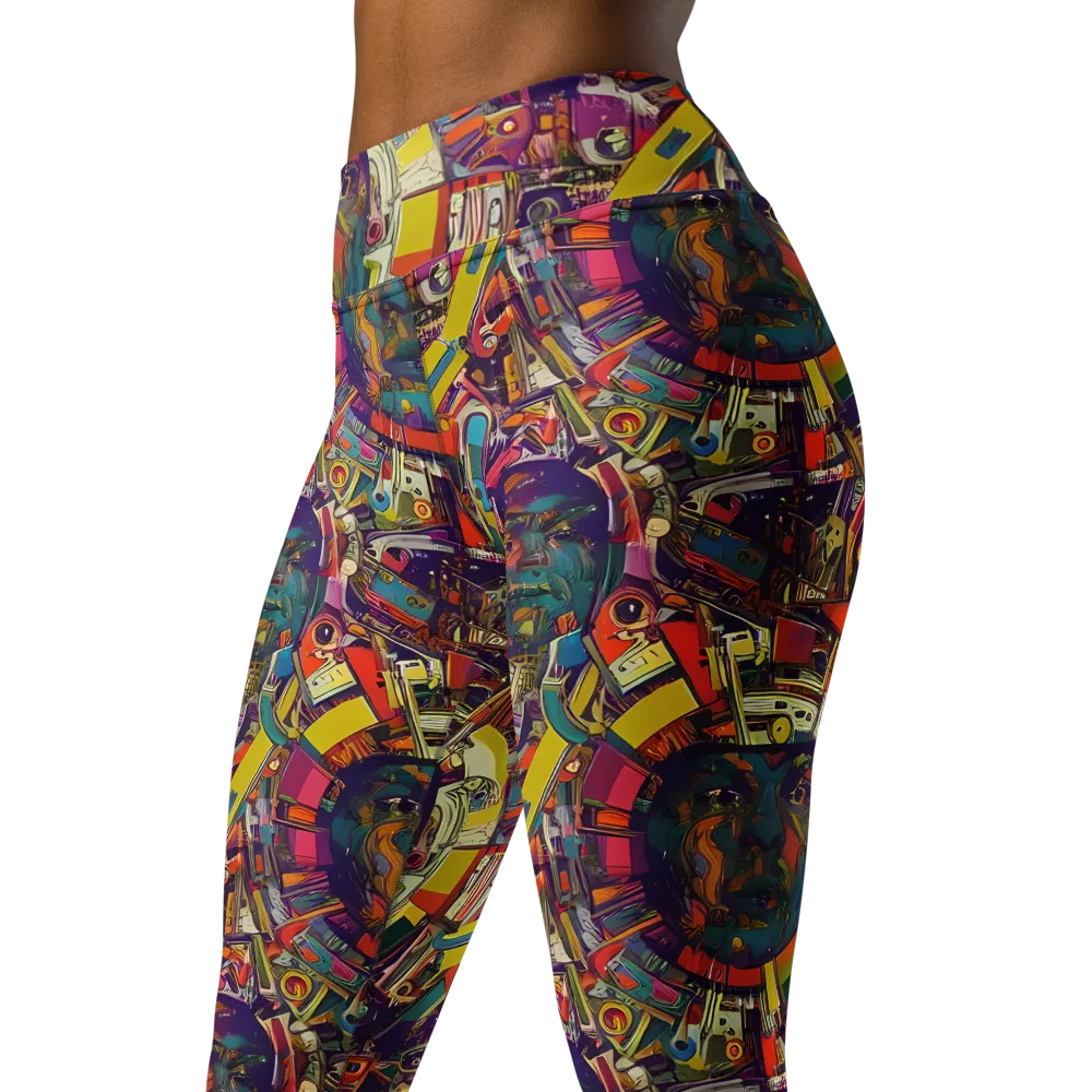 Cosmic Collage on Yoga Leggings — Left Front
