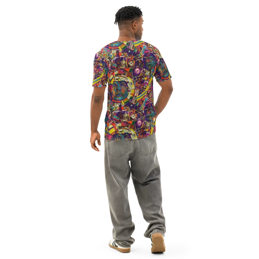 Cosmic Collage on Men's Cotton Crew Neck T-Shirt — Back