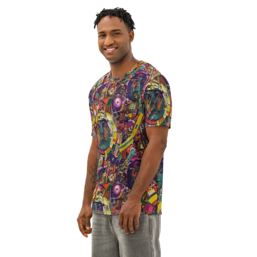 Cosmic Collage on a Men's Cotton Crew Neck T-Shirt
