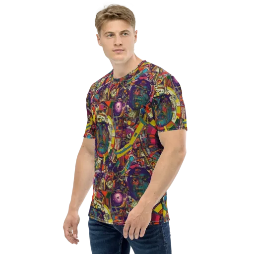 Cosmic Collage on a Men's Crew Neck T-Shirt