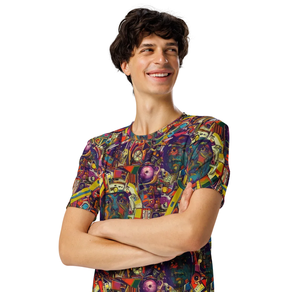 Cosmic Collage on Men's Crew Neck T-Shirt — Left Front