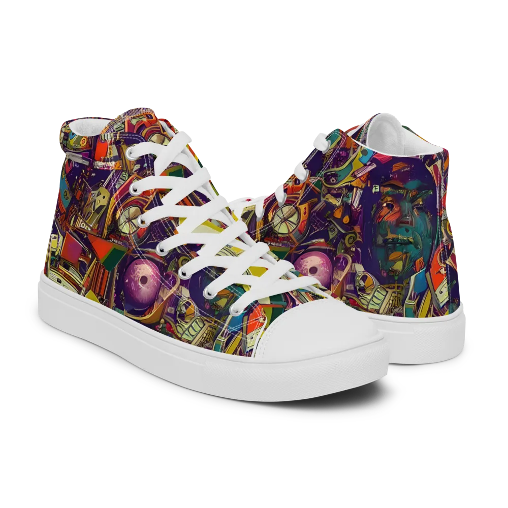 Cosmic Collage on Men's High Top Canvas Shoes — Right